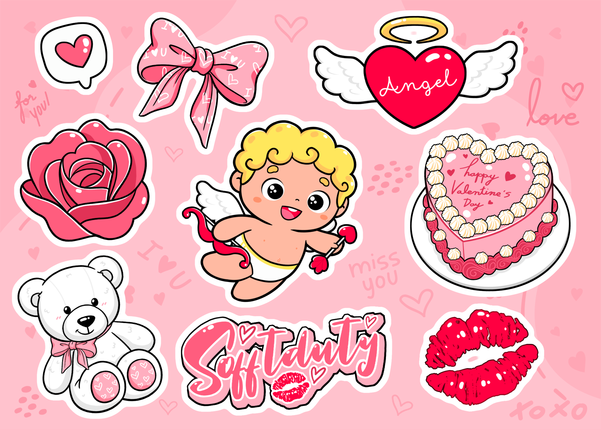 GIFTED LINE: Circle Valentine Cupid Stickers – Sticker Stash Outlet